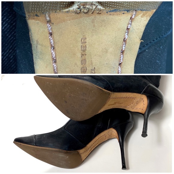 Sophia Webster Hallie Nubuck Leather Over the Knee Heel Boot in Black - Picture 11 of 16